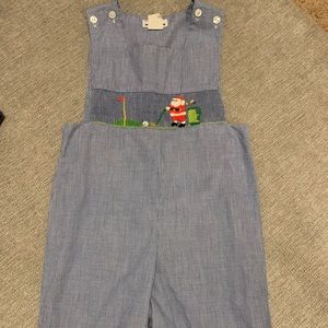 Smocked Santa golf longall. Euc